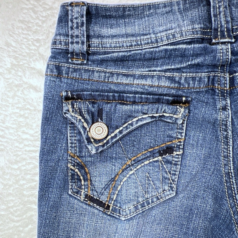 Hydraulic Jeans Distressed Ultra Super Skinny Low Rise Juniors 1/2 Blue - Picture 11 of 16